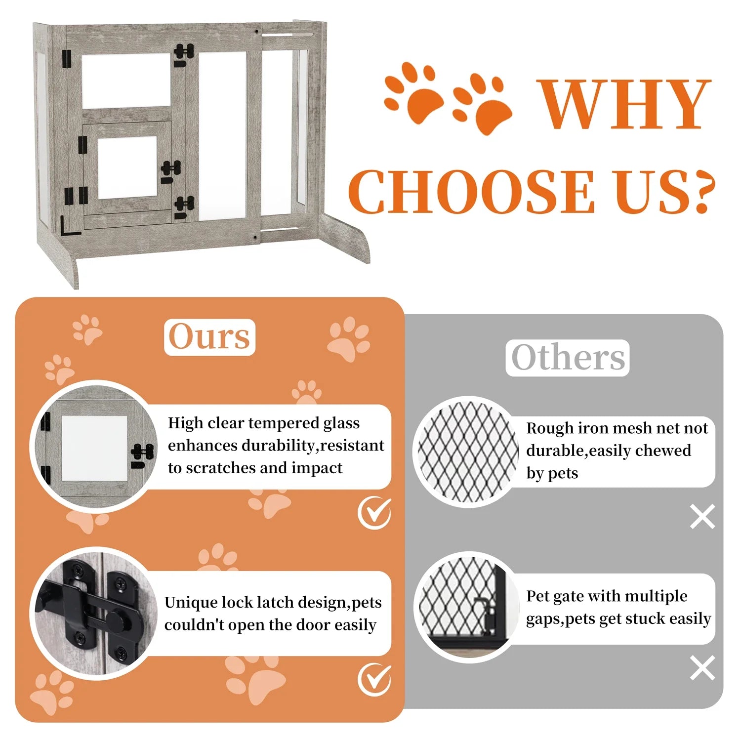 Tempered Glass Dog Gate Adjustable Length From 77 to 100cm Pet Door Gate Barrier Fence Panels - Nestkin Store