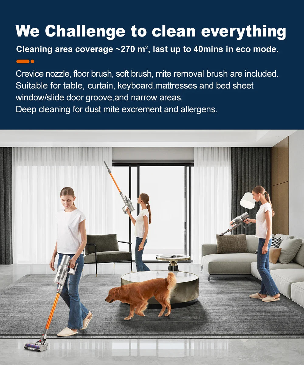 ABIR VC205 Cordless Handheld Vacuum Cleaner,27000PA,Touch Screen,Smart Dust Sensor,Auto Speed Control for Home Bed Carpet Clean - Nestkin Store