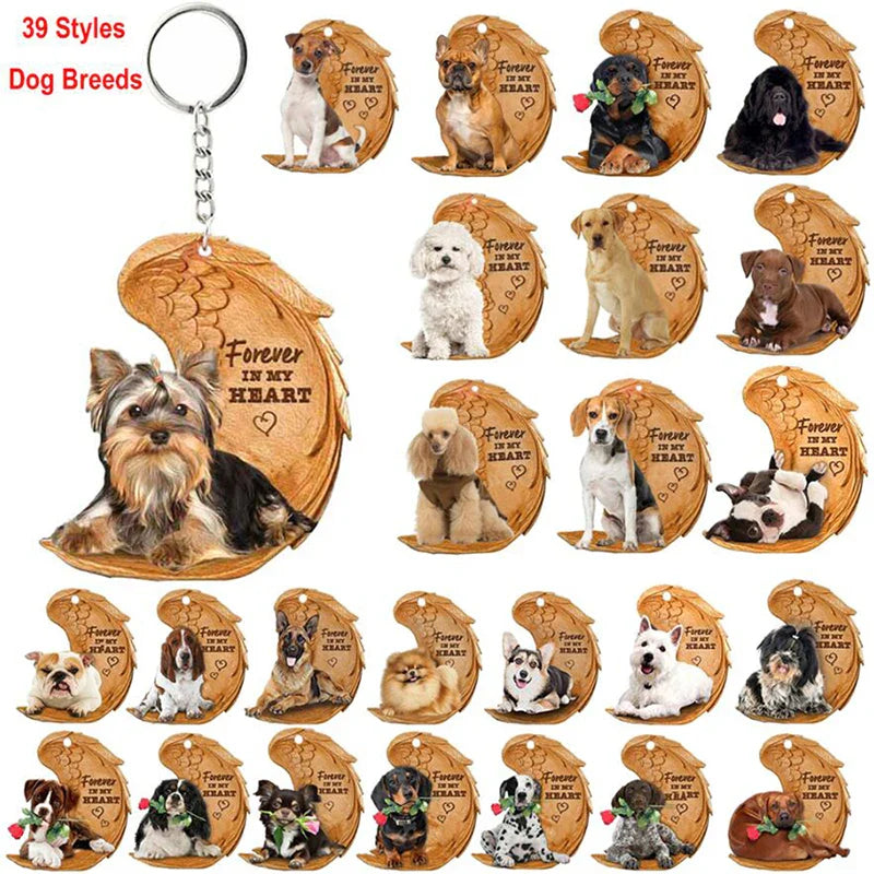 39 Style Cut Dog Forever In My Heart Angel Pendant Bag Keychain Car Key Chain Keyring Pet Jewelry Best Friends Gifts Accessories - Nestkin Store