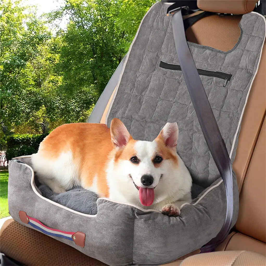 Dog Car Seat Protector Travel Anti-Slip Pet Booster Seat with Storage Pockets and Safety Leash Car Carrier Bed Hold 14kg - Nestkin Store
