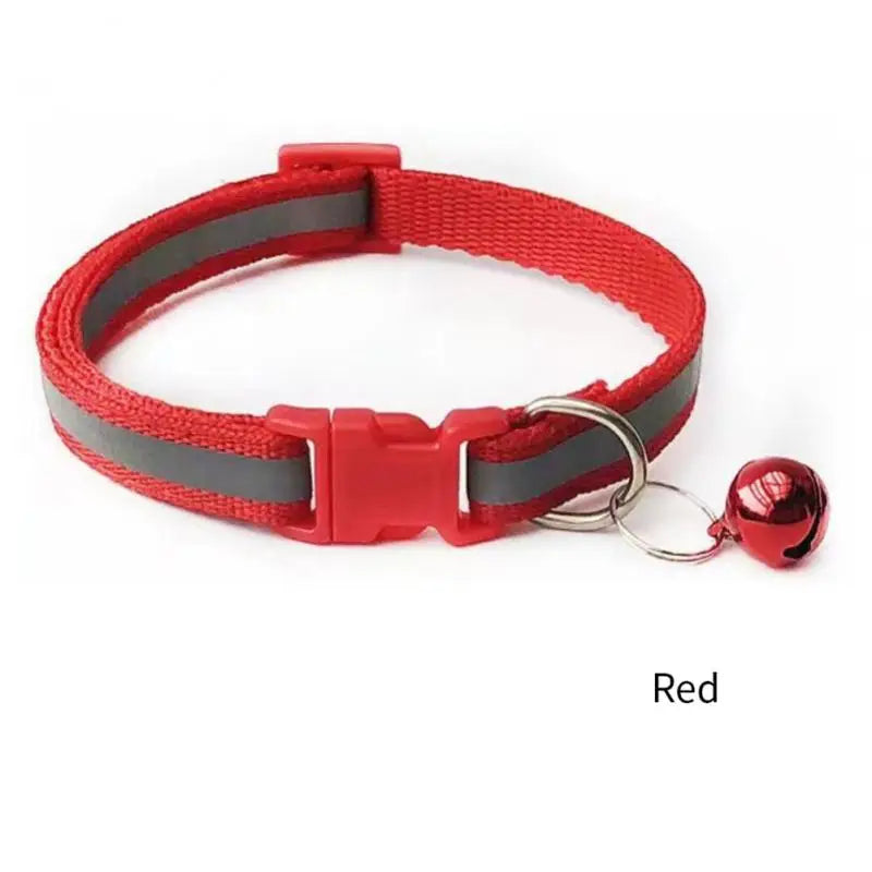 1PC Colors Reflective Breakaway Cat Collar Neck Ring Necklace Bell Pet Products Safety Elastic Adjustable Pet Reflective Collar - Nestkin Store