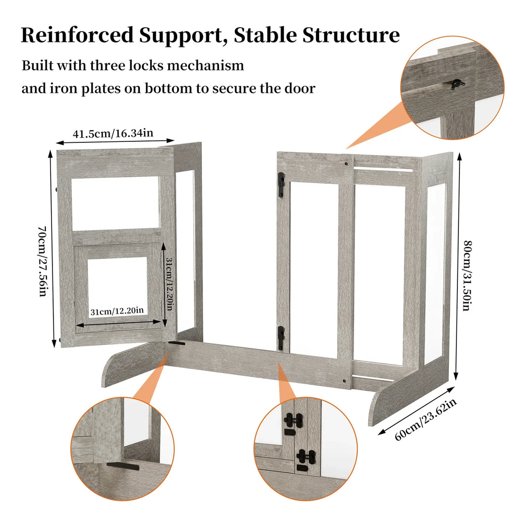 Tempered Glass Dog Gate Adjustable Length From 77 to 100cm Pet Door Gate Barrier Fence Panels - Nestkin Store
