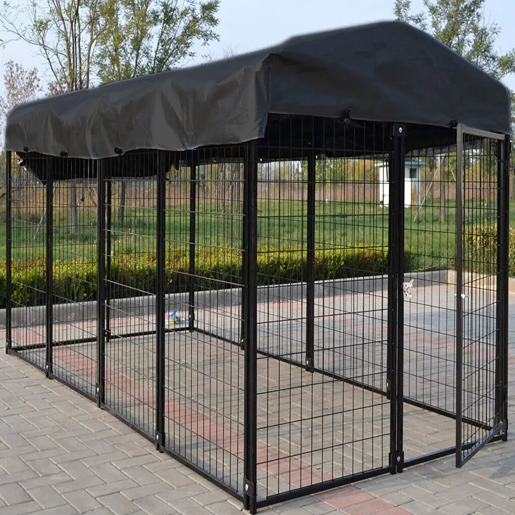Oversized Large Dog Kennel Outdoor with Anti-UV Waterproof Cover Dog Playpen House Fence Pet Crate Metal Welded Wire - Nestkin Store