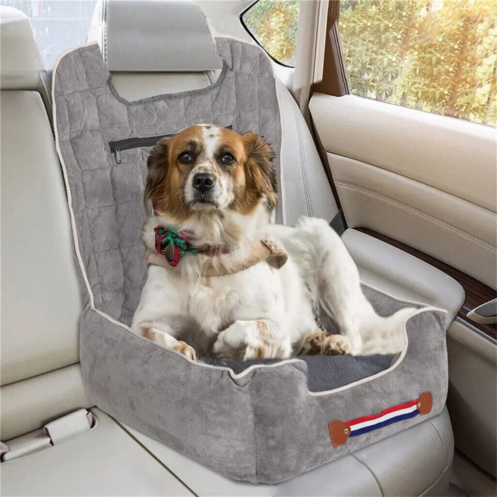 Dog Car Seat Protector Travel Anti-Slip Pet Booster Seat with Storage Pockets and Safety Leash Car Carrier Bed Hold 14kg - Nestkin Store