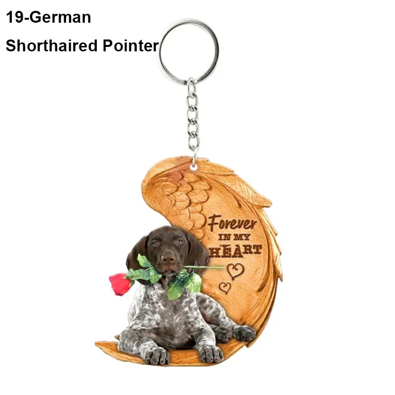 1 Piece 23 Style Dog Forever In My Heart  Angel Pendant Bag Key Chains Car Keychain Keyring  Pet Jewelry Gift For Women Girls - Nestkin Store