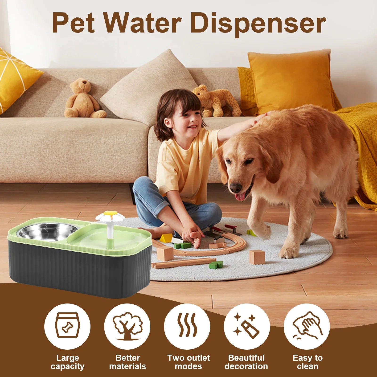 2 in 1 Cat Water Fountain and Food Bowl 3L Automatic Pet Water Fountain with Quadruple Filtration System Stainless Steel Bowl - Nestkin Store