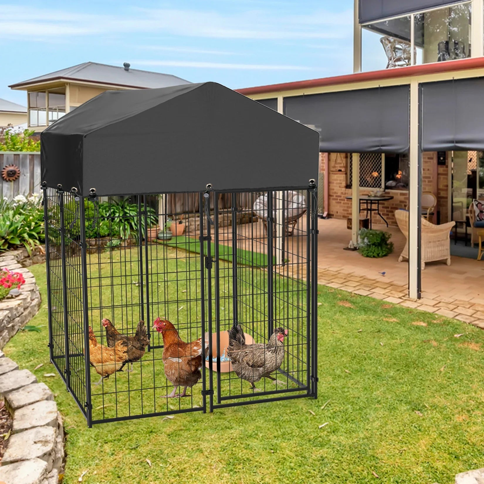 Oversize Dog Cage, Pet Run Enclosure, Playpen with Roof, for Outdoor Pet Kennel, High Fence - Nestkin Store