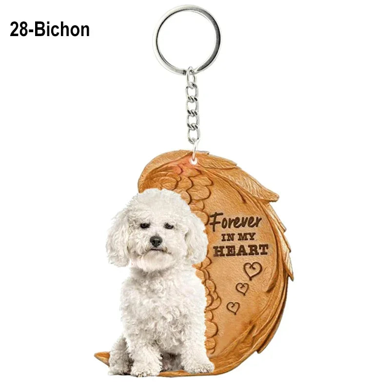 1 Piece 23 Style Dog Forever In My Heart  Angel Pendant Bag Key Chains Car Keychain Keyring  Pet Jewelry Gift For Women Girls - Nestkin Store
