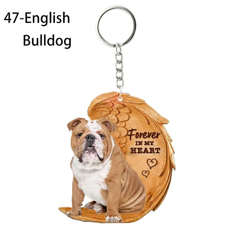 1 Piece 23 Style Dog Forever In My Heart  Angel Pendant Bag Key Chains Car Keychain Keyring  Pet Jewelry Gift For Women Girls - Nestkin Store