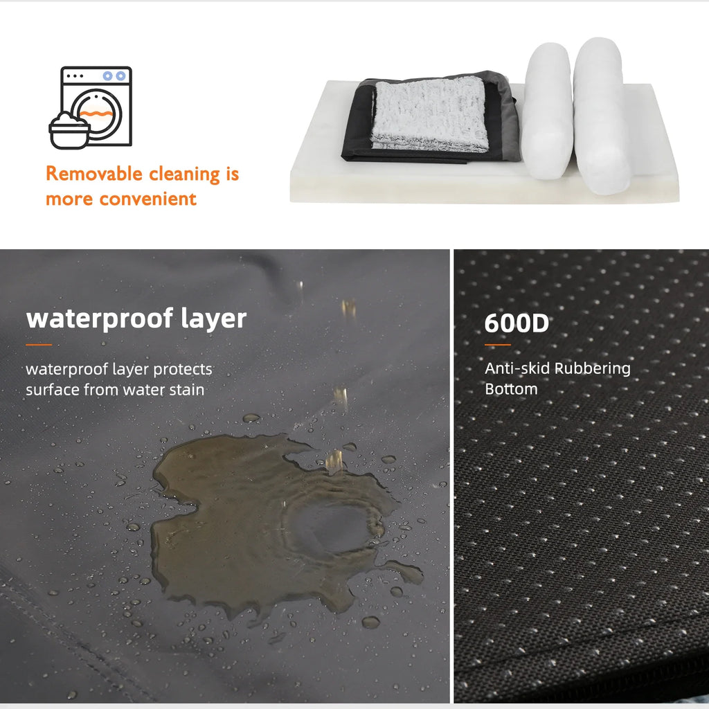 BigngoPaw Heavy Duty Dog Bed for Large Medium Super Soft L-shape Pet Calming Bed Chaise Sofa Kennel Mat w/ Removable Plush Cover - Nestkin Store