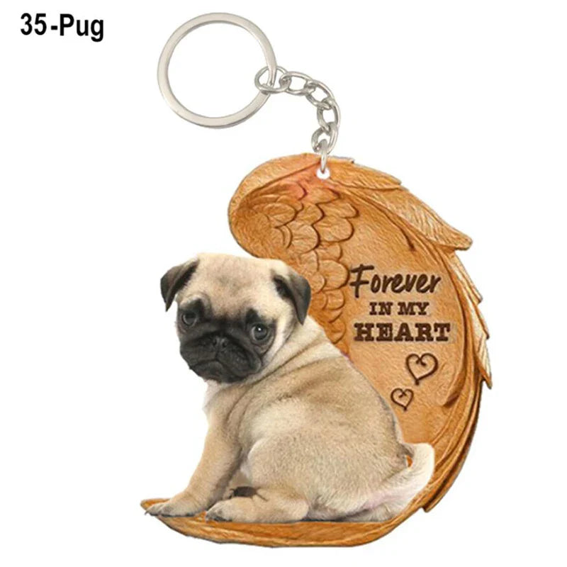 Dog Memorial Keychain - Forever In My Heart Angel Pendant Pet Jewelry Gift - Nestkin Store