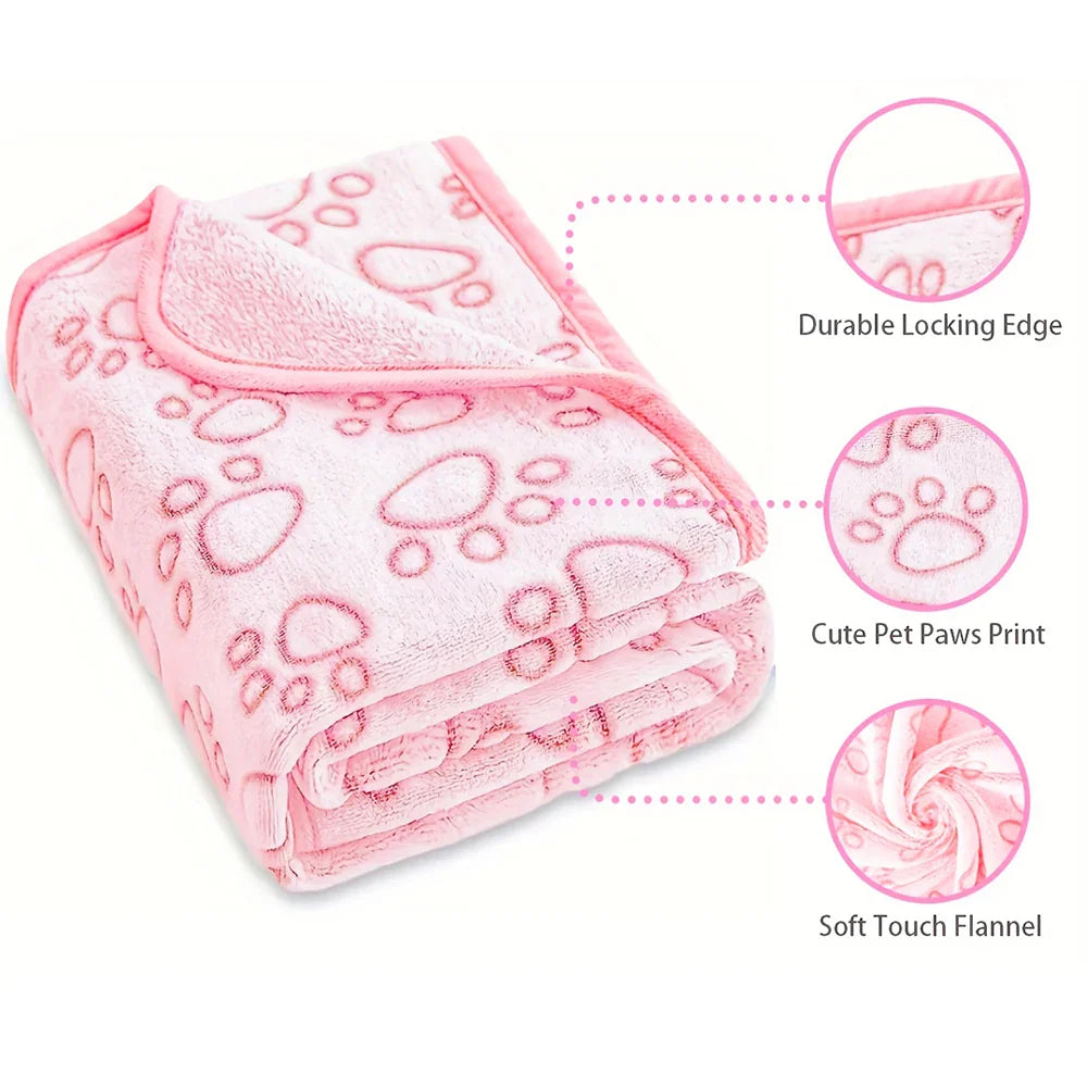 Pink Soft Fluffy High Quality Pet Blanket Cute Paw Print Dog Blanket Pet Mat Warm and Comfortable Blanket for Cat Dogs - Nestkin Store