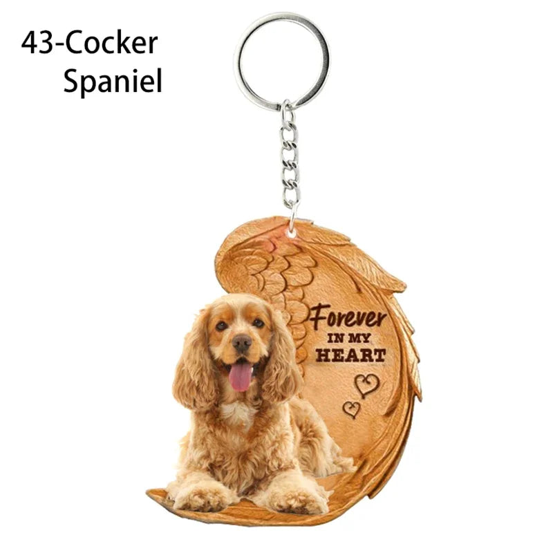 1 Piece 23 Style Dog Forever In My Heart  Angel Pendant Bag Key Chains Car Keychain Keyring  Pet Jewelry Gift For Women Girls - Nestkin Store