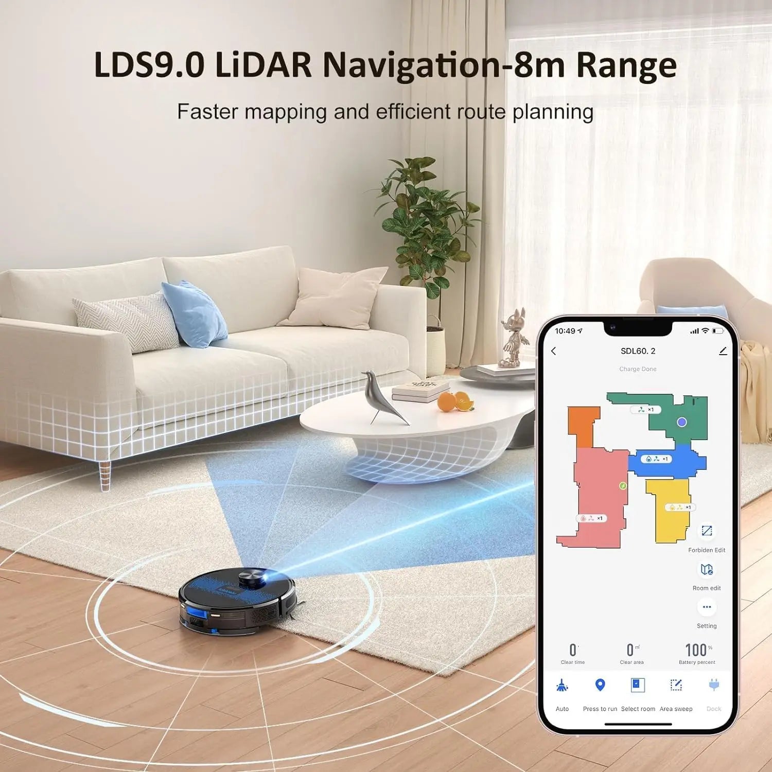 Lubluelu SL60D Robot Vacuum and Mop Combo - 4000Pa Suction, 150Mins Runtime, Quiet Operation, 10 No-Go Zones For Pet Hair Carpet - Nestkin Store