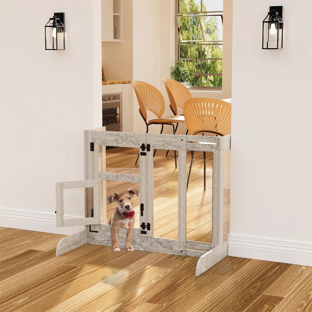 Tempered Glass Dog Gate Adjustable Length From 77 to 100cm Pet Door Gate Barrier Fence Panels - Nestkin Store