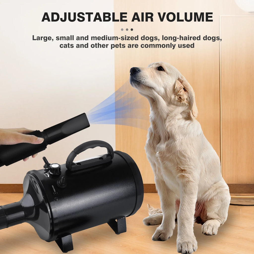 2800W Pet Dog Cat Grooming Hair Dryer Hairdryer Blaster Blower Low Noise Washer Heater with 2.5M Hose 3 Different Nozzles - Nestkin Store
