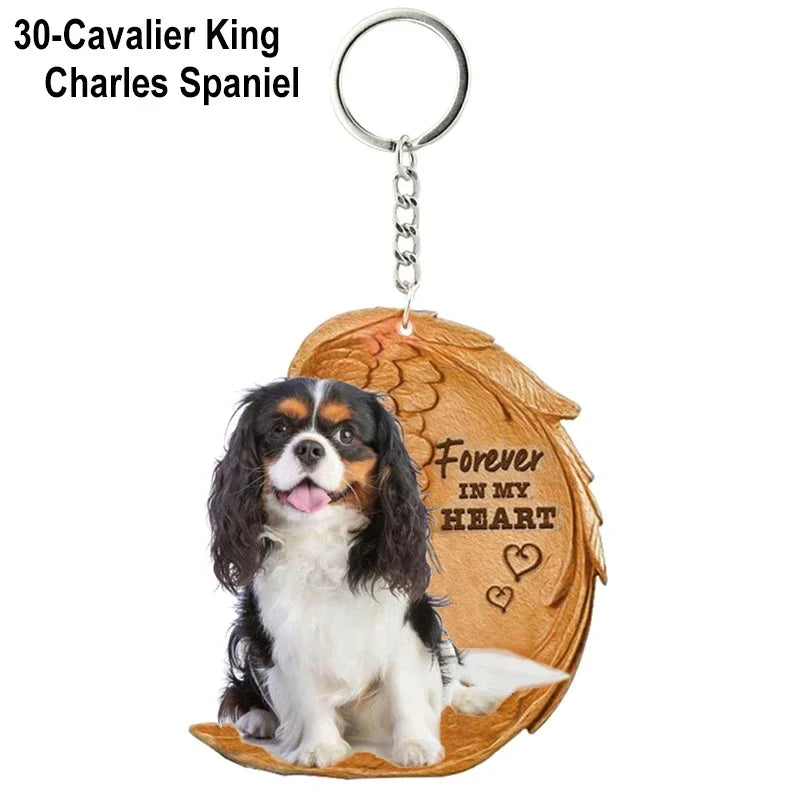 1 Piece 23 Style Dog Forever In My Heart  Angel Pendant Bag Key Chains Car Keychain Keyring  Pet Jewelry Gift For Women Girls - Nestkin Store