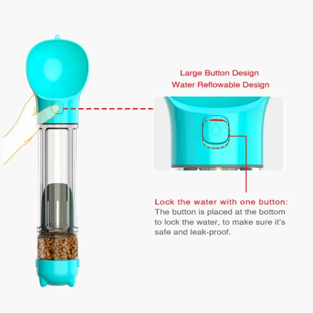 300/500ml Pet Water Food Dispenser 3 in 1 with Trash Bag Box and Shovel Pet Dog Water Bottle Leak Proof Dog Food Feeder - Nestkin Store