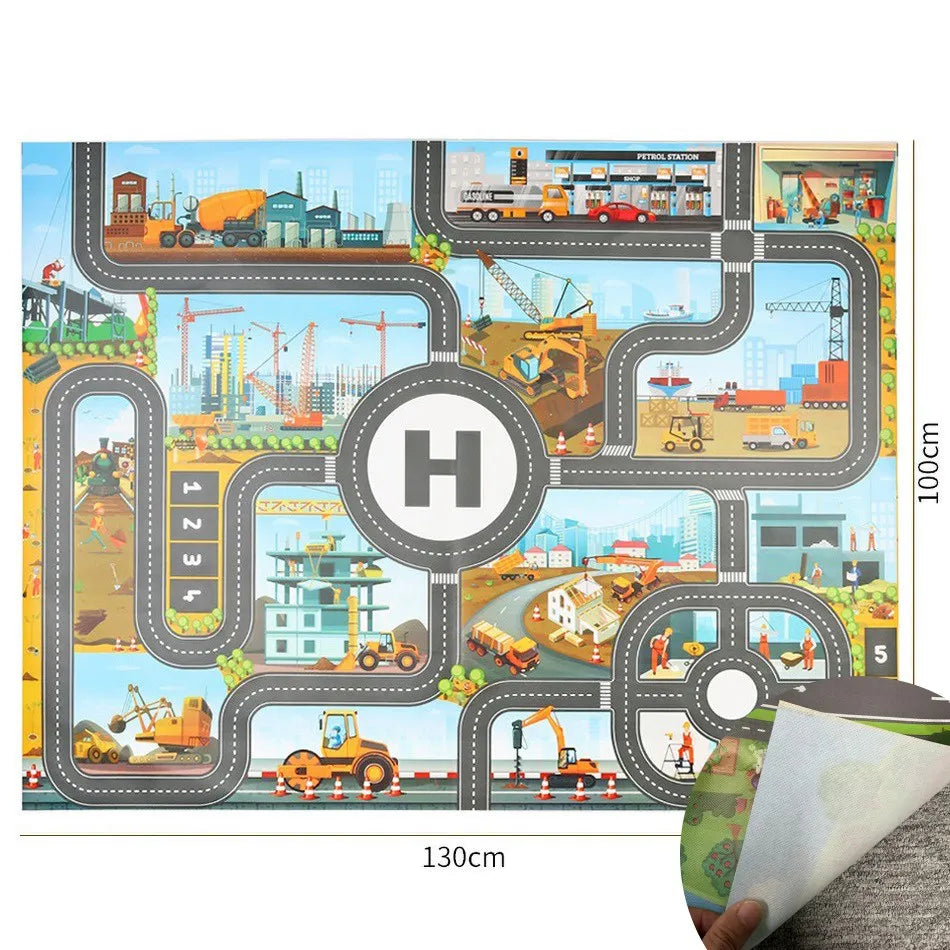 Thin Plastic Traffic Road Carpet for Kids Playmat Children Rug Simulated Parking Map Toy Baby Play Mat Little Boy Girl Mats Toys - Nestkin Store