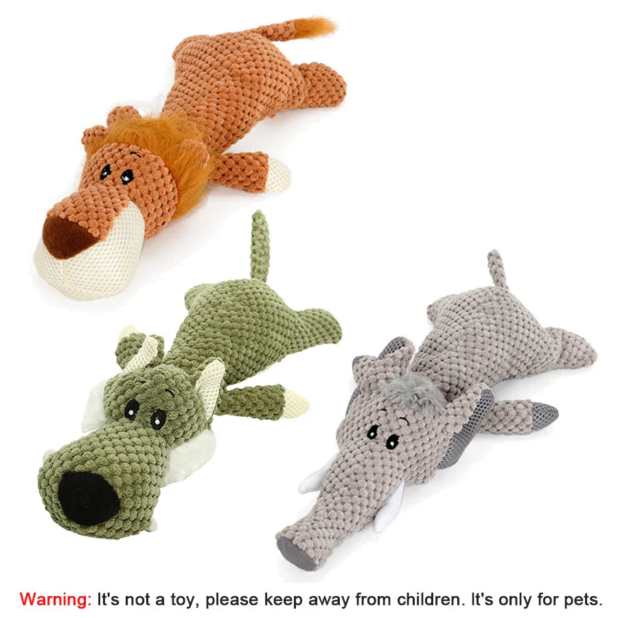 1/3 Pcs Large Dog Toy Bite-Resistant Sound Plush Toy Lion Wolf Elephant Cartoon Pet Toy Squeaky Dog Toy For Small & Medium Dogs - Nestkin Store
