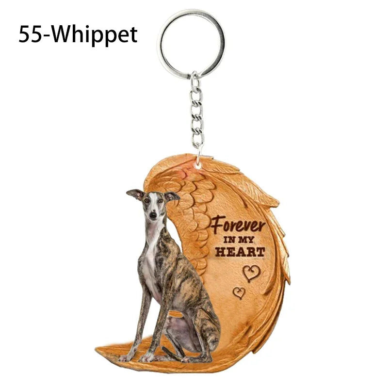 1 Piece 23 Style Dog Forever In My Heart  Angel Pendant Bag Key Chains Car Keychain Keyring  Pet Jewelry Gift For Women Girls - Nestkin Store