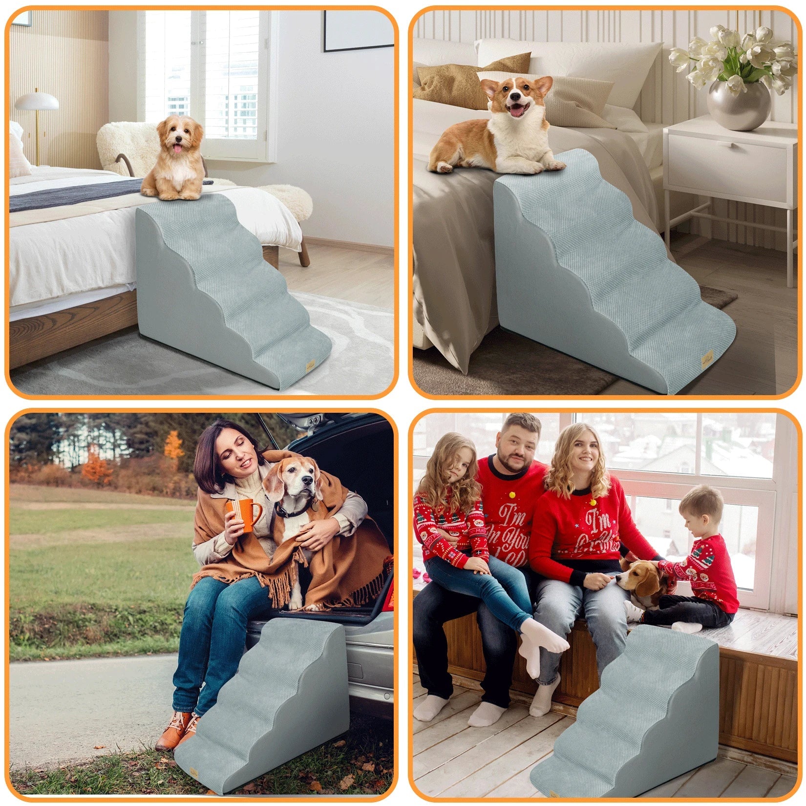 Pet Training Stairs with Removable Cover, 3, 4, 5 Steps, Bed, Sofa, Cats, Ladder, Ramp, XL - Nestkin Store