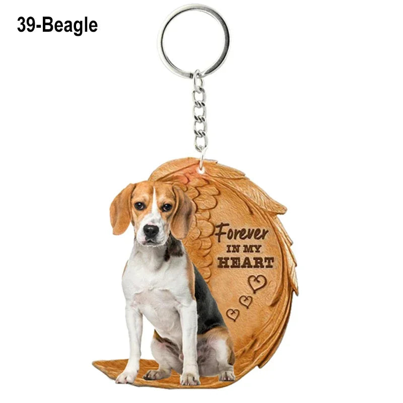 1 Piece 23 Style Dog Forever In My Heart  Angel Pendant Bag Key Chains Car Keychain Keyring  Pet Jewelry Gift For Women Girls - Nestkin Store