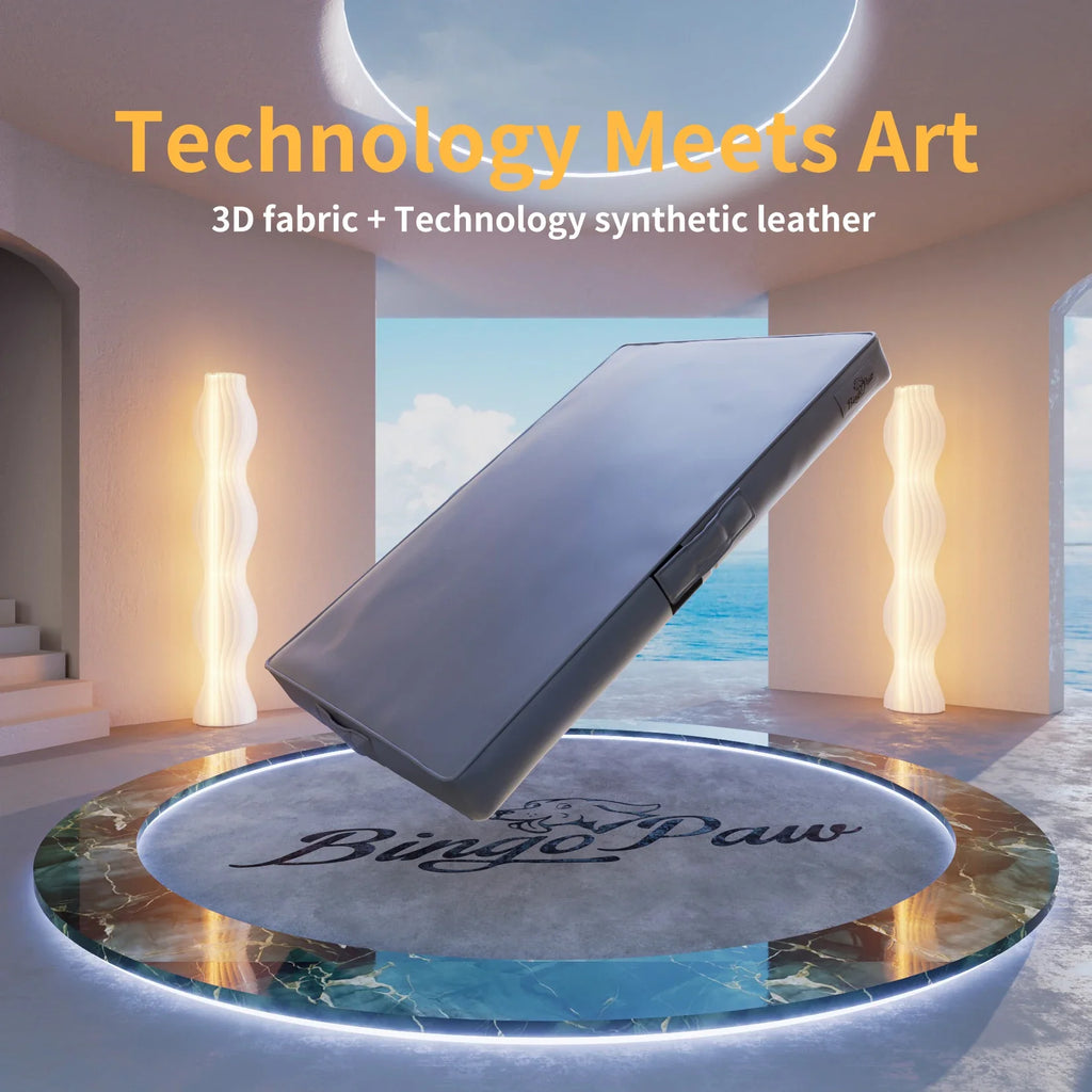 Foldable Pet Bed with Microfiber Leather Cover, Bite Proof Mat, Gray and Brown Color, 3D Technology, L, XL, XXL - Nestkin Store