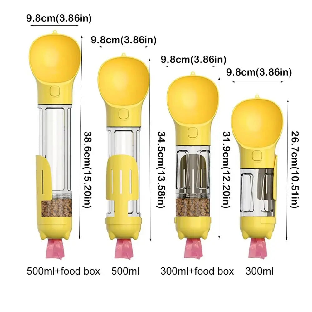 300/500ml Pet Water Food Dispenser 3 in 1 Leak Proof Pet Dog Water Bottle with Trash Bag Box and Shovel Dog Food Feeder Puppy - Nestkin Store