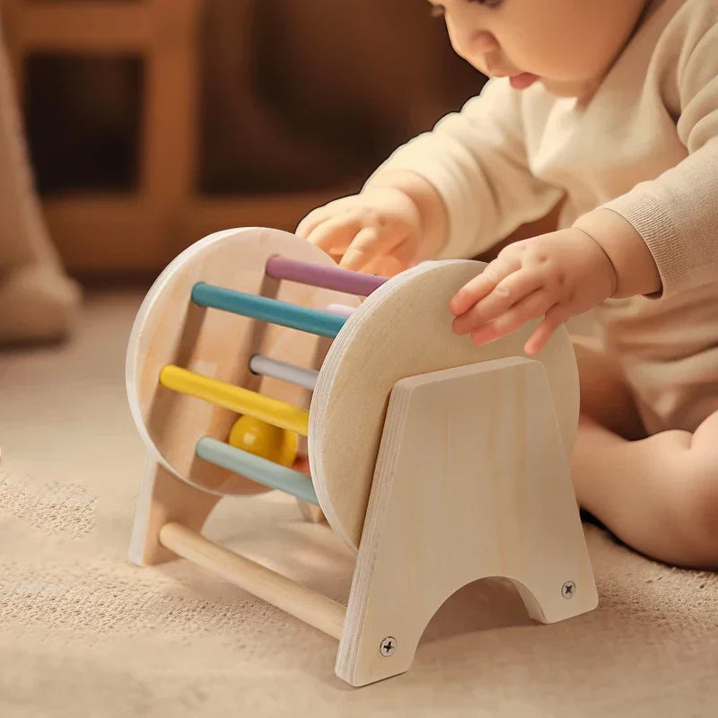 NNEOBA Montessori Wooden Spinning Infant Drum