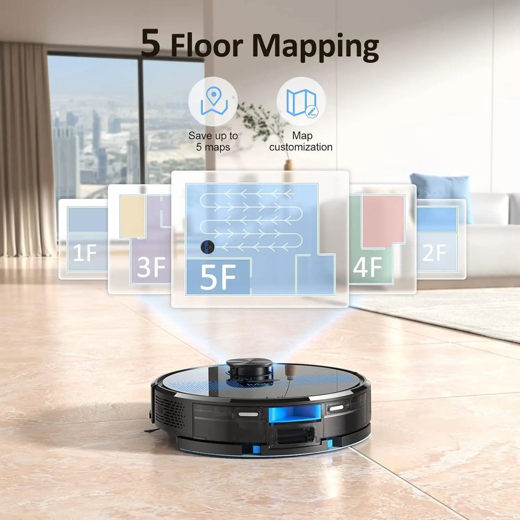Lubluelu SL60D Robot Vacuum and Mop Combo - 4000Pa Suction, 150Mins Runtime, Quiet Operation, 10 No-Go Zones For Pet Hair Carpet - Nestkin Store