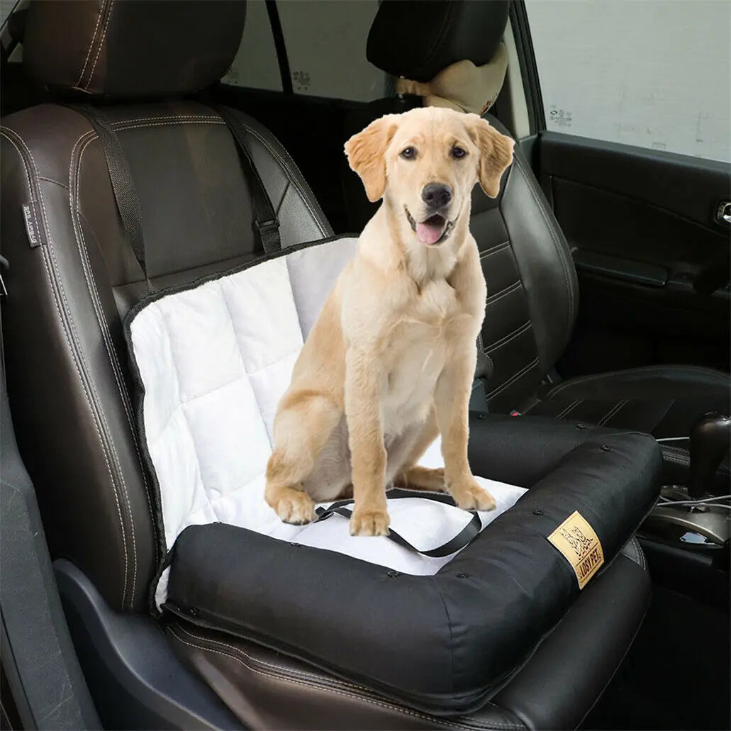 Car Seat Bed for Dog Waterproof Pet Cushion Bed Mat Dog Carrier with Removable Pad Cover and Safety Belt 3 Sizes - Nestkin Store