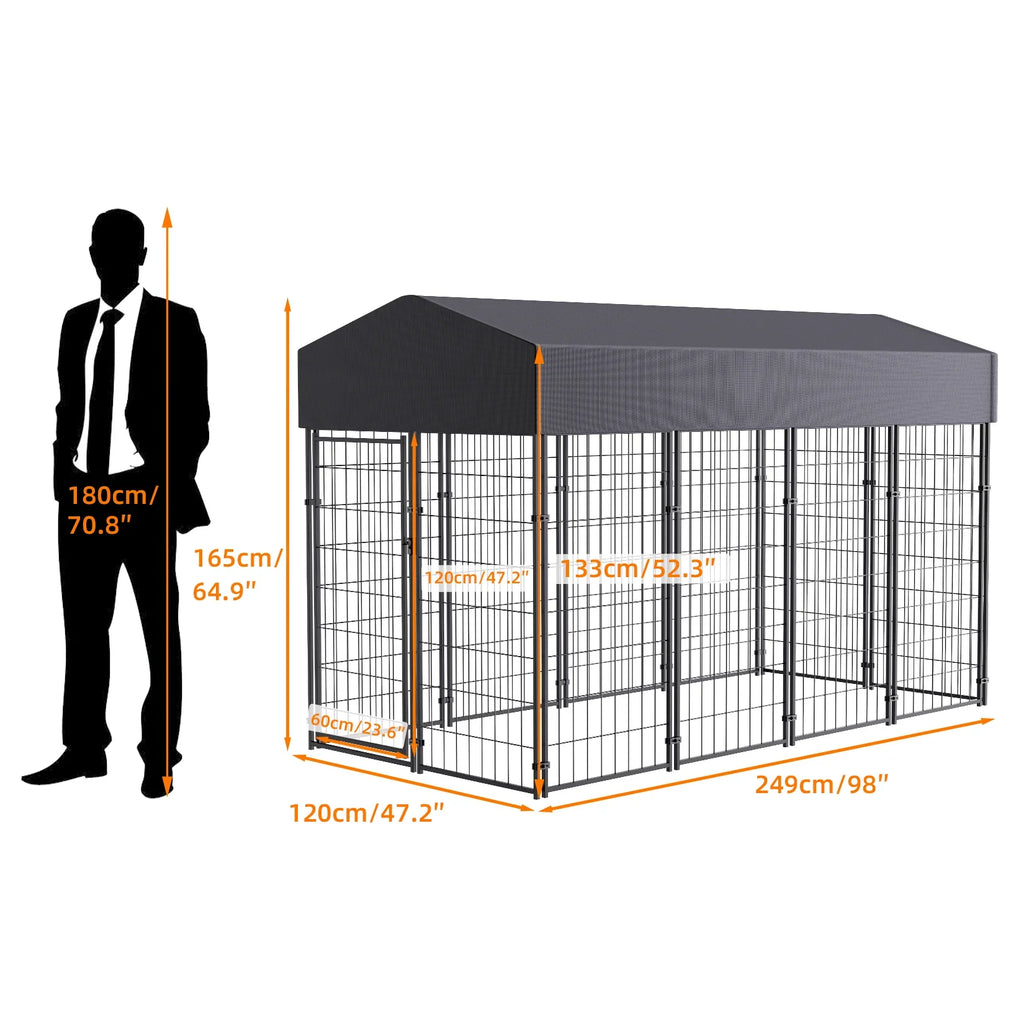 Oversize Dog Cage, Pet Run Enclosure, Playpen with Roof, for Outdoor Pet Kennel, High Fence - Nestkin Store