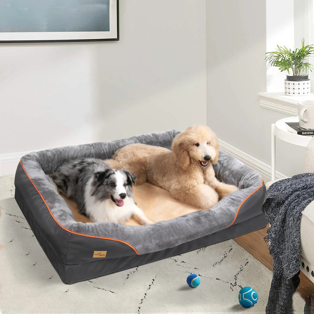 Jumbo Large Orthopedic Dog Bed Memory Foam Quilted Bolstered Pet Sofa Couch Elevated Cushion Warm Waterproof Mattress - Nestkin Store