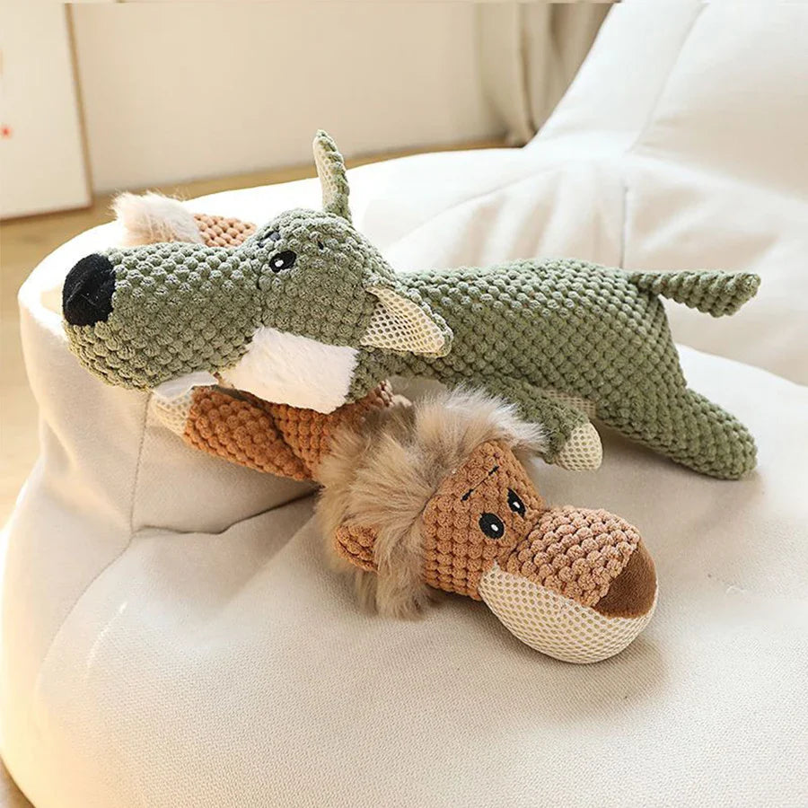1/3 Pcs Large Dog Toy Bite-Resistant Sound Plush Toy Lion Wolf Elephant Cartoon Pet Toy Squeaky Dog Toy For Small & Medium Dogs - Nestkin Store