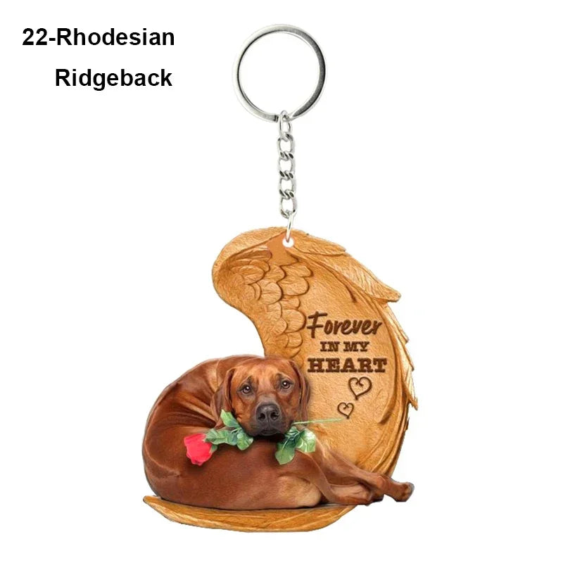 1 Piece 23 Style Dog Forever In My Heart  Angel Pendant Bag Key Chains Car Keychain Keyring  Pet Jewelry Gift For Women Girls - Nestkin Store