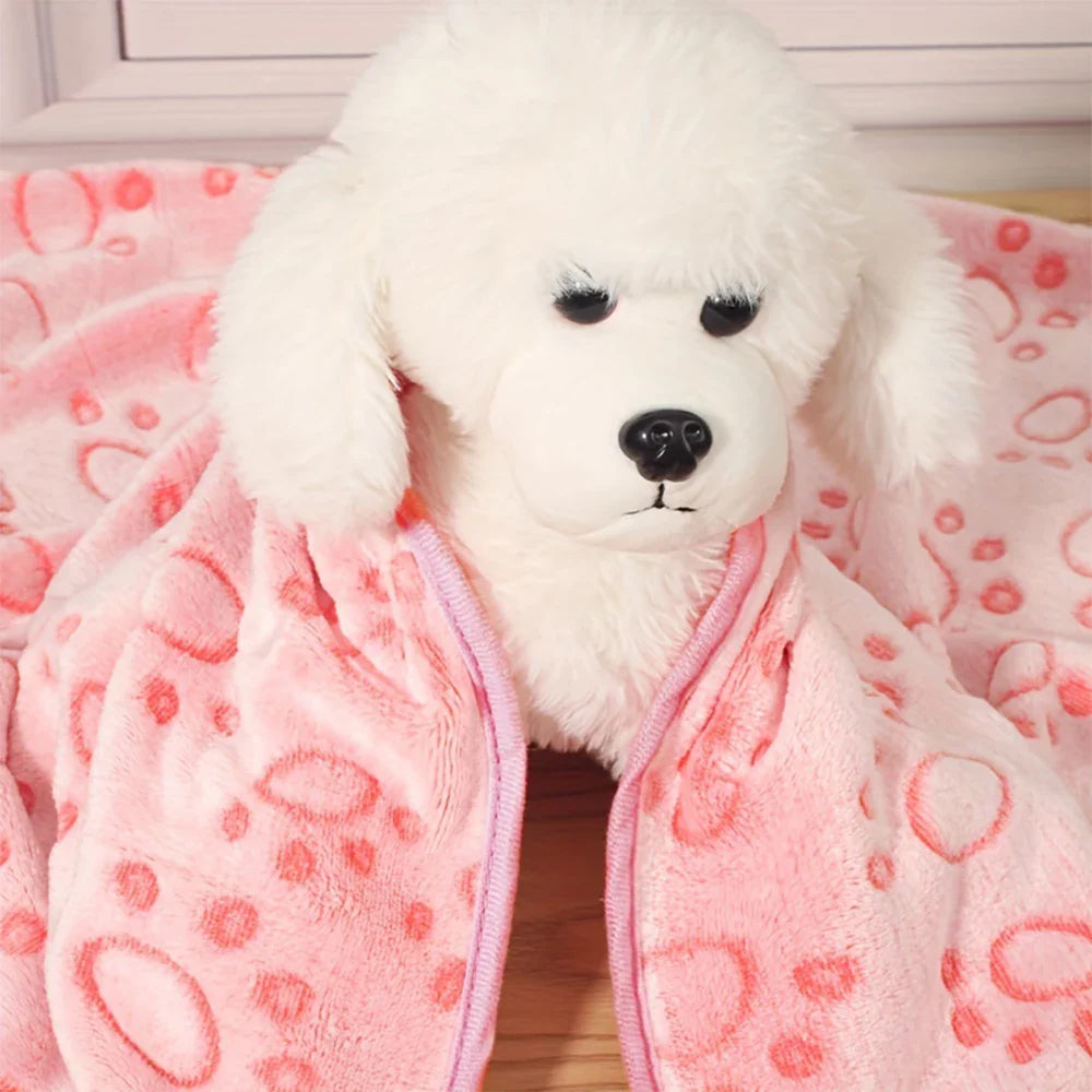 Pink Soft Fluffy High Quality Pet Blanket Cute Paw Print Dog Blanket Pet Mat Warm and Comfortable Blanket for Cat Dogs - Nestkin Store