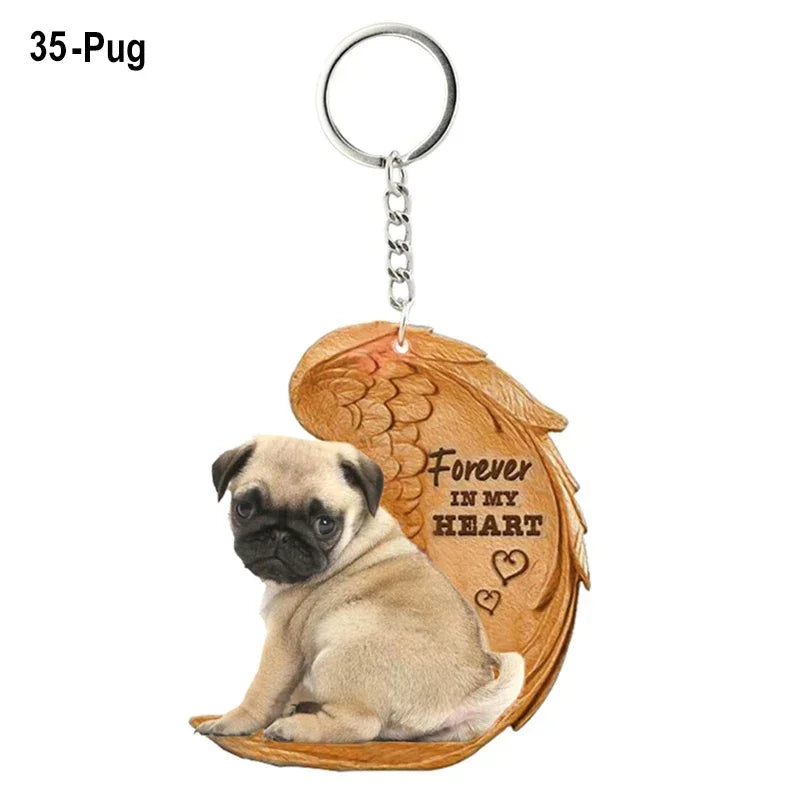 1 Piece 23 Style Dog Forever In My Heart  Angel Pendant Bag Key Chains Car Keychain Keyring  Pet Jewelry Gift For Women Girls - Nestkin Store