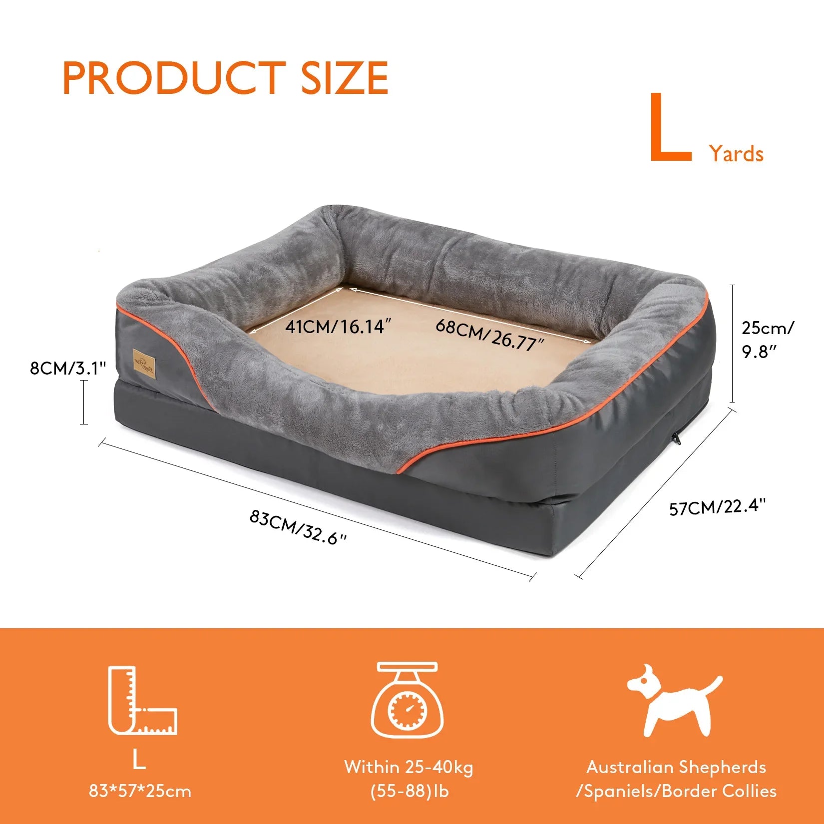 Jumbo Large Orthopedic Dog Bed Memory Foam Quilted Bolstered Pet Sofa Couch Elevated Cushion Warm Waterproof Mattress - Nestkin Store