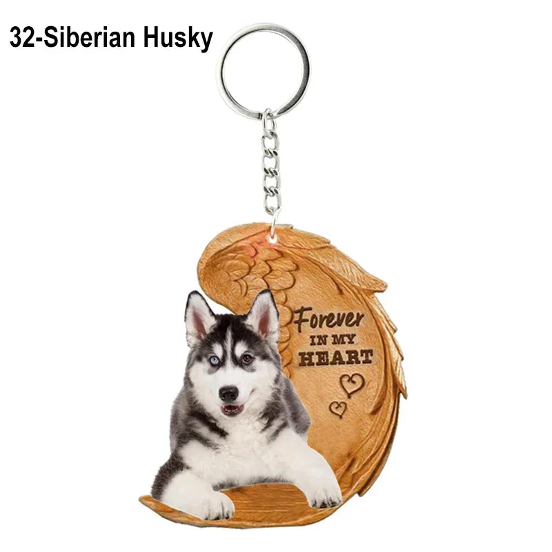 1 Piece 23 Style Dog Forever In My Heart  Angel Pendant Bag Key Chains Car Keychain Keyring  Pet Jewelry Gift For Women Girls - Nestkin Store
