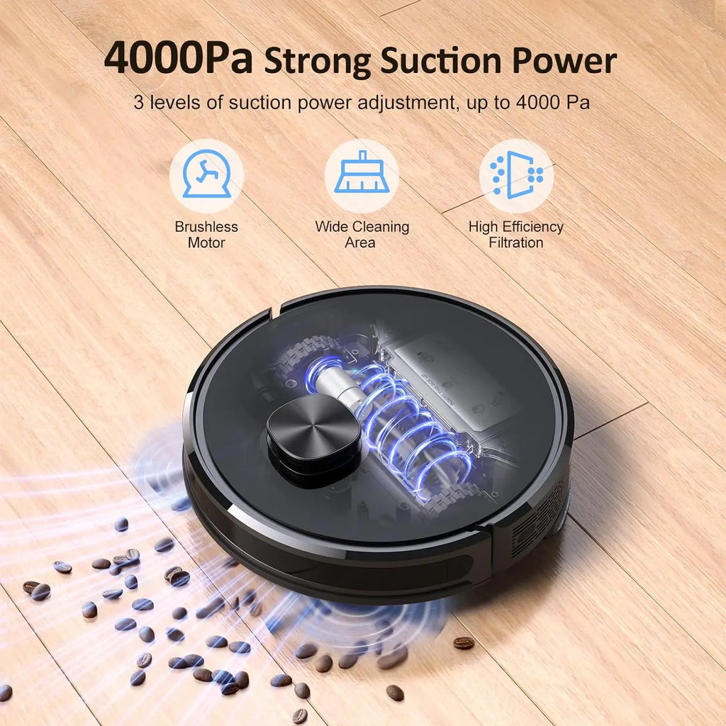 Lubluelu SL60D Robot Vacuum and Mop Combo - 4000Pa Suction, 150Mins Runtime, Quiet Operation, 10 No-Go Zones For Pet Hair Carpet - Nestkin Store
