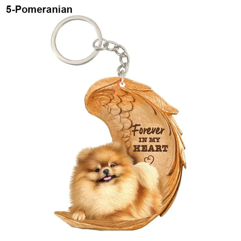 39 Style Cut Dog Forever In My Heart Angel Pendant Bag Keychain Car Key Chain Keyring Pet Jewelry Best Friends Gifts Accessories - Nestkin Store