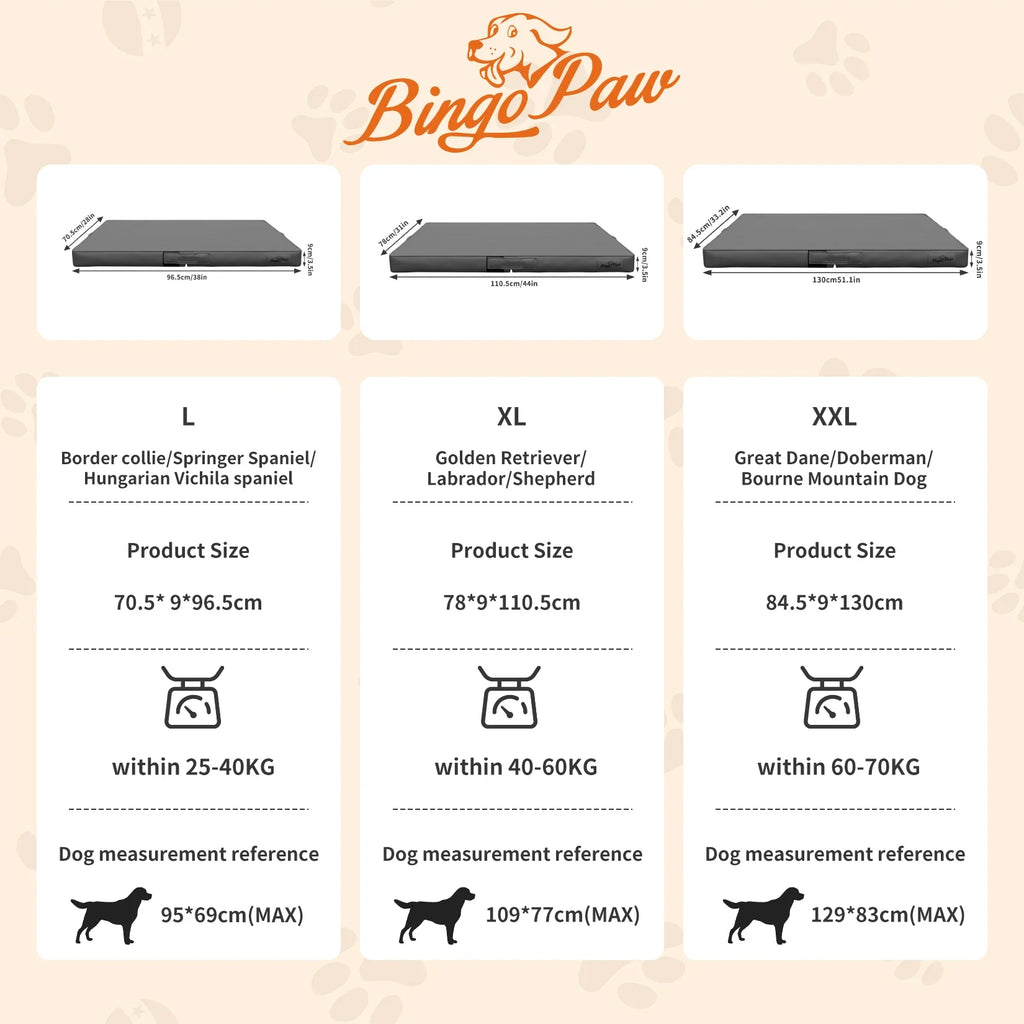 Foldable Pet Bed with Microfiber Leather Cover, Bite Proof Mat, Gray and Brown Color, 3D Technology, L, XL, XXL - Nestkin Store