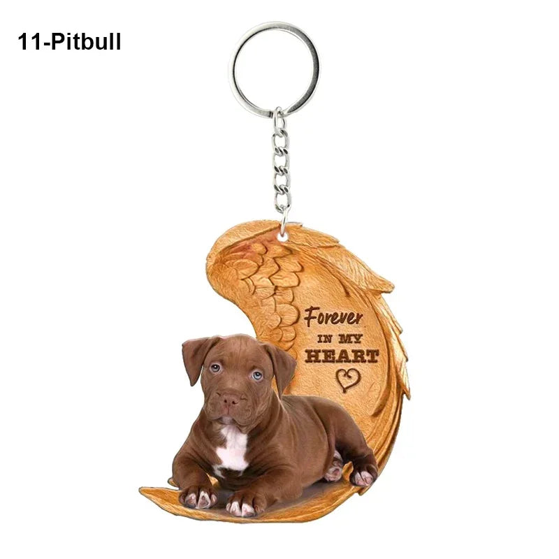 1 Piece 23 Style Dog Forever In My Heart  Angel Pendant Bag Key Chains Car Keychain Keyring  Pet Jewelry Gift For Women Girls - Nestkin Store