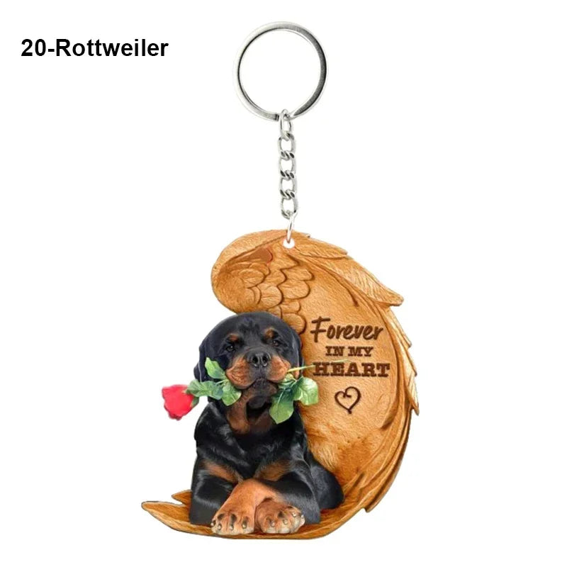 1 Piece 23 Style Dog Forever In My Heart  Angel Pendant Bag Key Chains Car Keychain Keyring  Pet Jewelry Gift For Women Girls - Nestkin Store