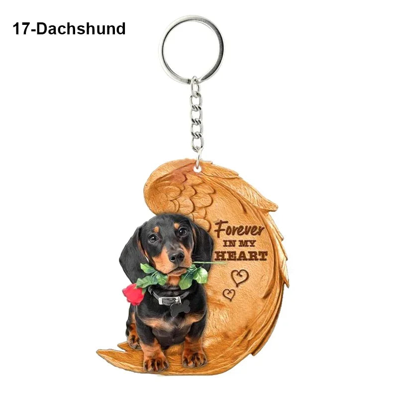 1 Piece 23 Style Dog Forever In My Heart  Angel Pendant Bag Key Chains Car Keychain Keyring  Pet Jewelry Gift For Women Girls - Nestkin Store