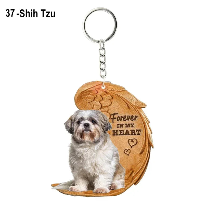 1 Piece 23 Style Dog Forever In My Heart  Angel Pendant Bag Key Chains Car Keychain Keyring  Pet Jewelry Gift For Women Girls - Nestkin Store