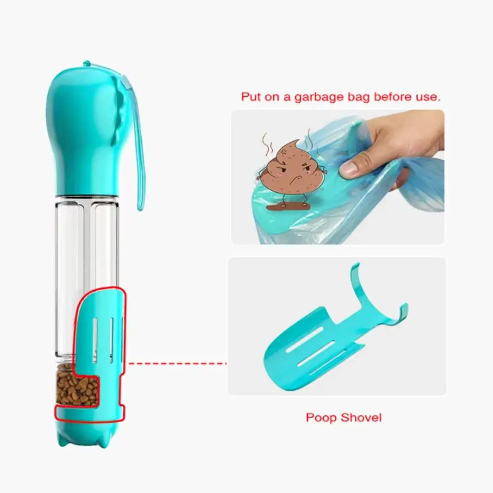 300/500ml Pet Water Food Dispenser 3 in 1 Leak Proof Pet Dog Water Bottle with Trash Bag Box and Shovel Dog Food Feeder Cat - Nestkin Store