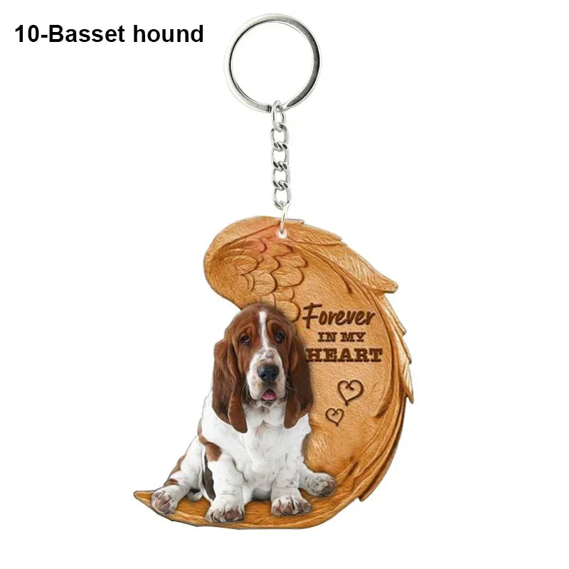1 Piece 23 Style Dog Forever In My Heart  Angel Pendant Bag Key Chains Car Keychain Keyring  Pet Jewelry Gift For Women Girls - Nestkin Store