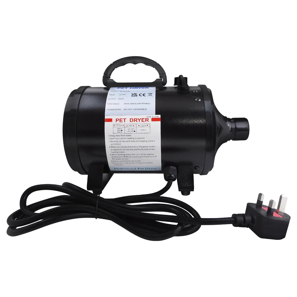 2800W Pet Dog Cat Grooming Hair Dryer Hairdryer Blaster Blower Low Noise Washer Heater with 2.5M Hose 3 Different Nozzles - Nestkin Store